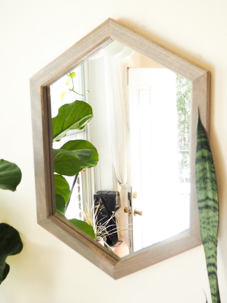 Elongated Hexagon Vanity Mirror Contemporary Bathroom Decor Etsy