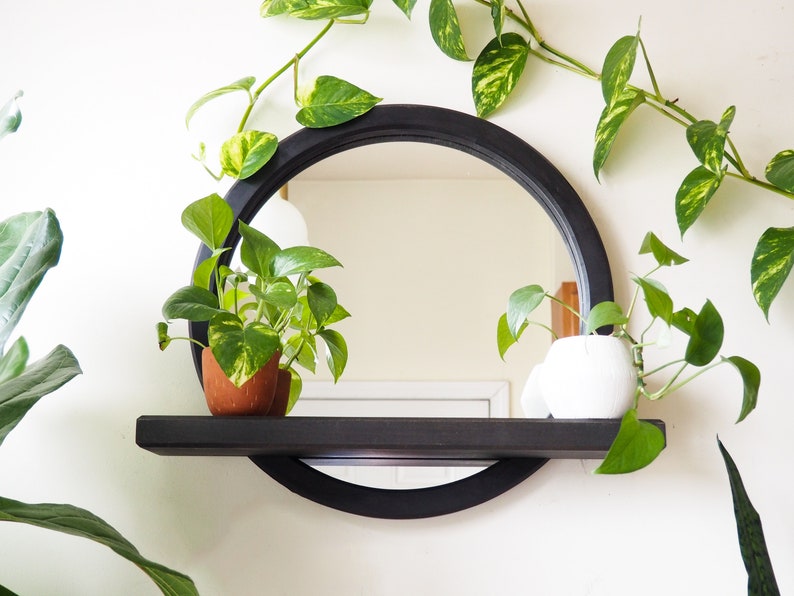 Round Mirror with Shelf Circle Mirror with Floating Shelf Etsy