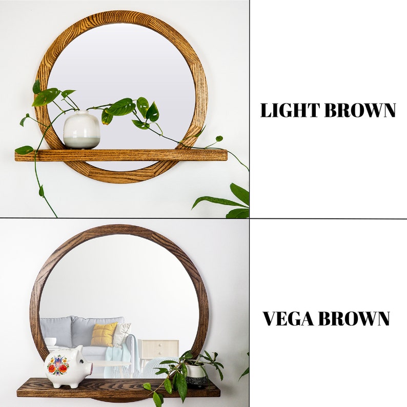 Round Mirror With Shelf Circle Mirror Decorative Mirror Etsy