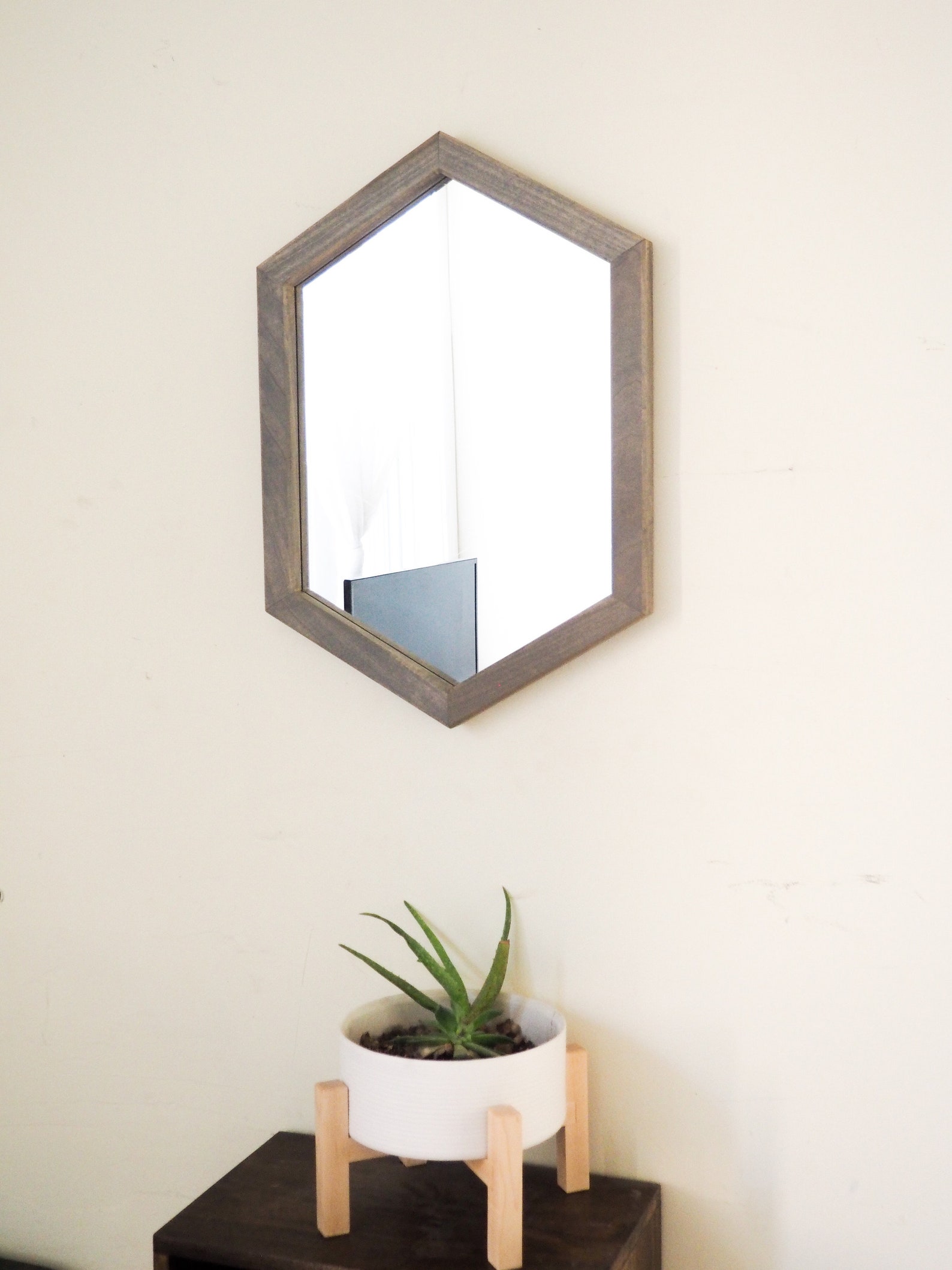 Elongated Hexagon Vanity Mirror Contemporary Bathroom Decor Etsy