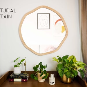 Wood Framed Irregular Round Wall Mirror image 6