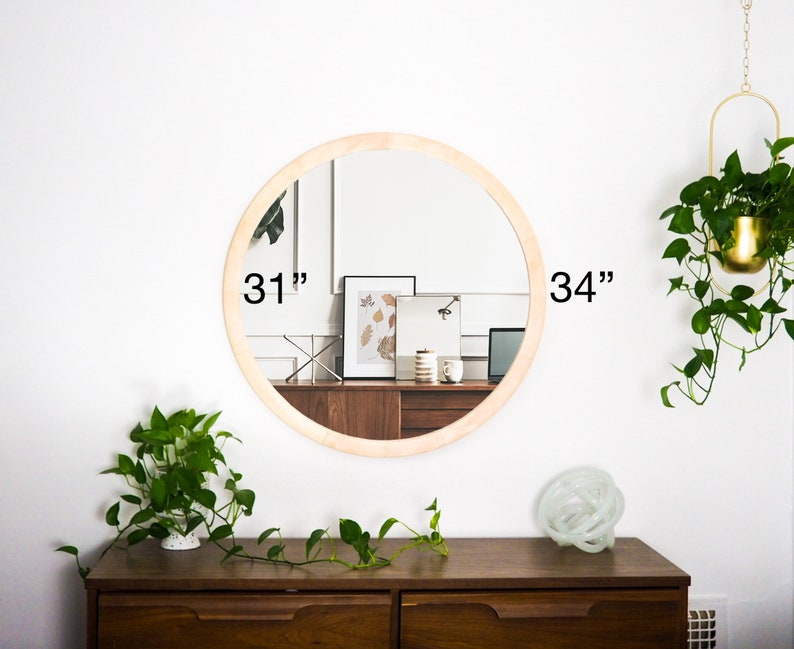 Circle Wood Framed Mirroor Large Frame Mirror 34 Round Etsy