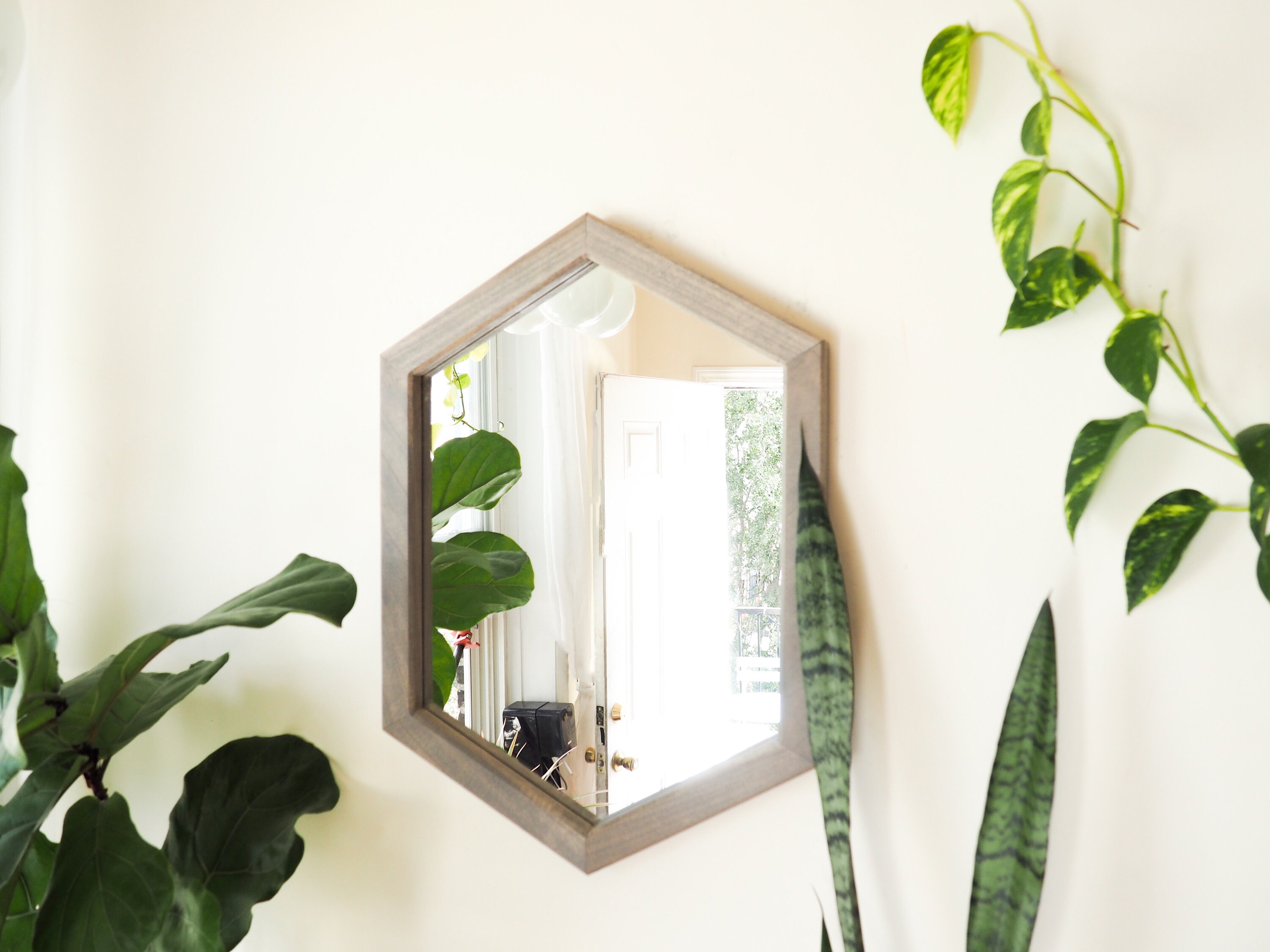 Elongated Hexagon Vanity Mirror Contemporary Bathroom Decor Etsy