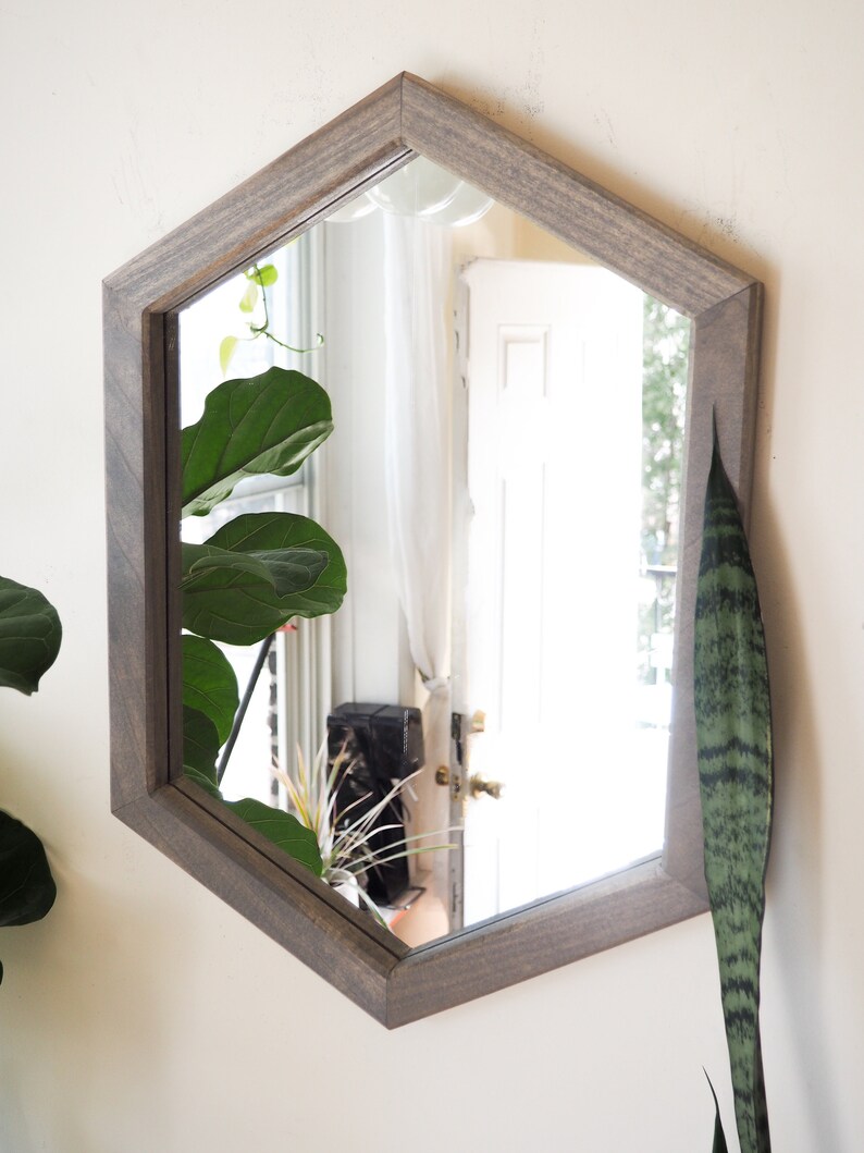 Elongated Hexagon Vanity Mirror Contemporary Bathroom Decor Etsy