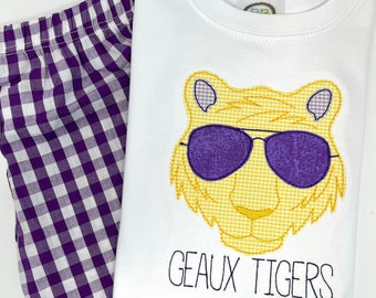Tiger with Sunglasses Shirt, Applique Shirt