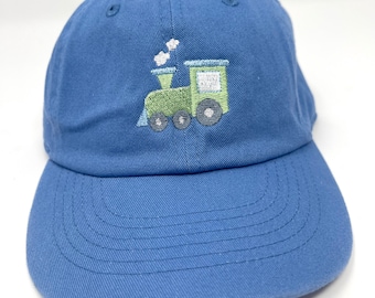 Train Embroidered Hat, Customizable Conductor Toddler Hat for Kids