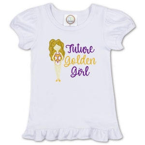 Girly Future Golden Girl LSU Appliqué Shirt, Geaux Football Customizable Outfit for Girls