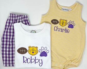 LSU Tigers Trio, Football Applique Shirt