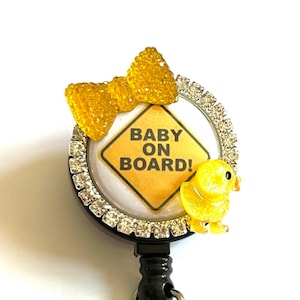 Baby on board badge reel idu custom designs funny unique coworker gift ideas retractable lanyard for hospital nursing staff ob-gyn gump