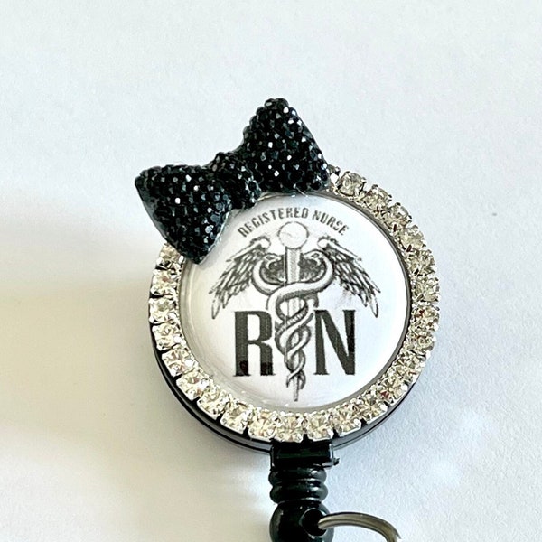 RN caduceus badge reel custom designs funny unique coworker gift ideas retractable lanyard school nurse magnetic back option gump art