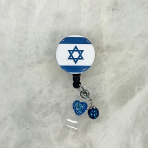 Israel flag badge reel Jewish nation established flag in October 28, 1948 Quran Biblical prophecy God watches over Israel magnetic back pin