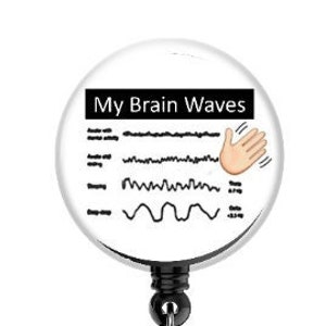Carrete de insignia de EEG, mis ondas cerebrales, regalo divertido para enfermeras, estudio del sueño, médico, técnico médico, cordón retráctil, opción magnética, opciones unisex, etiqueta de identificación de Etsy
