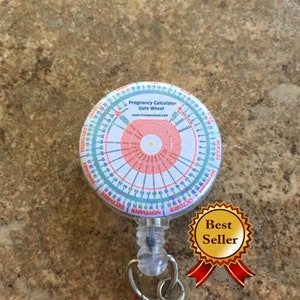 Due date wheel Nurse Badge Reel ob/gyn women&#39;s health clinic name tag clip on stethoscope id tag labor delivery planned pregnancy