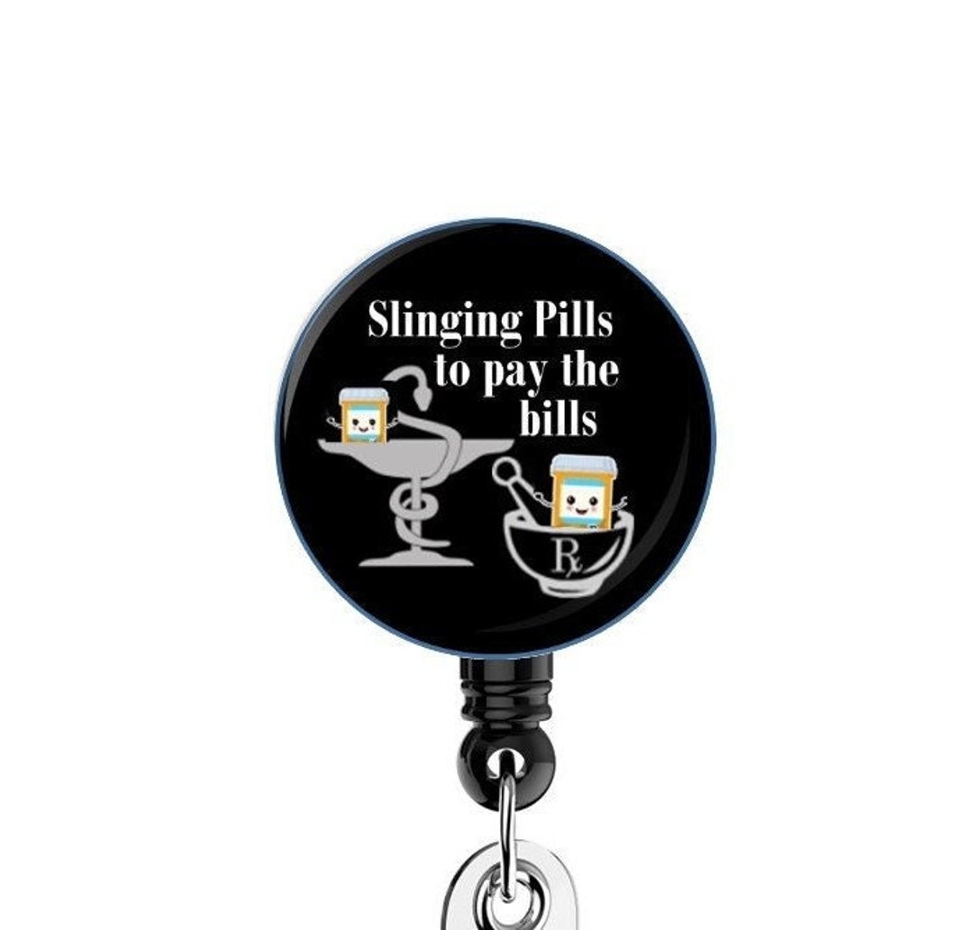 Funny Pharmacy Slinging Pills to Pay the Bills Retractable Lanyard