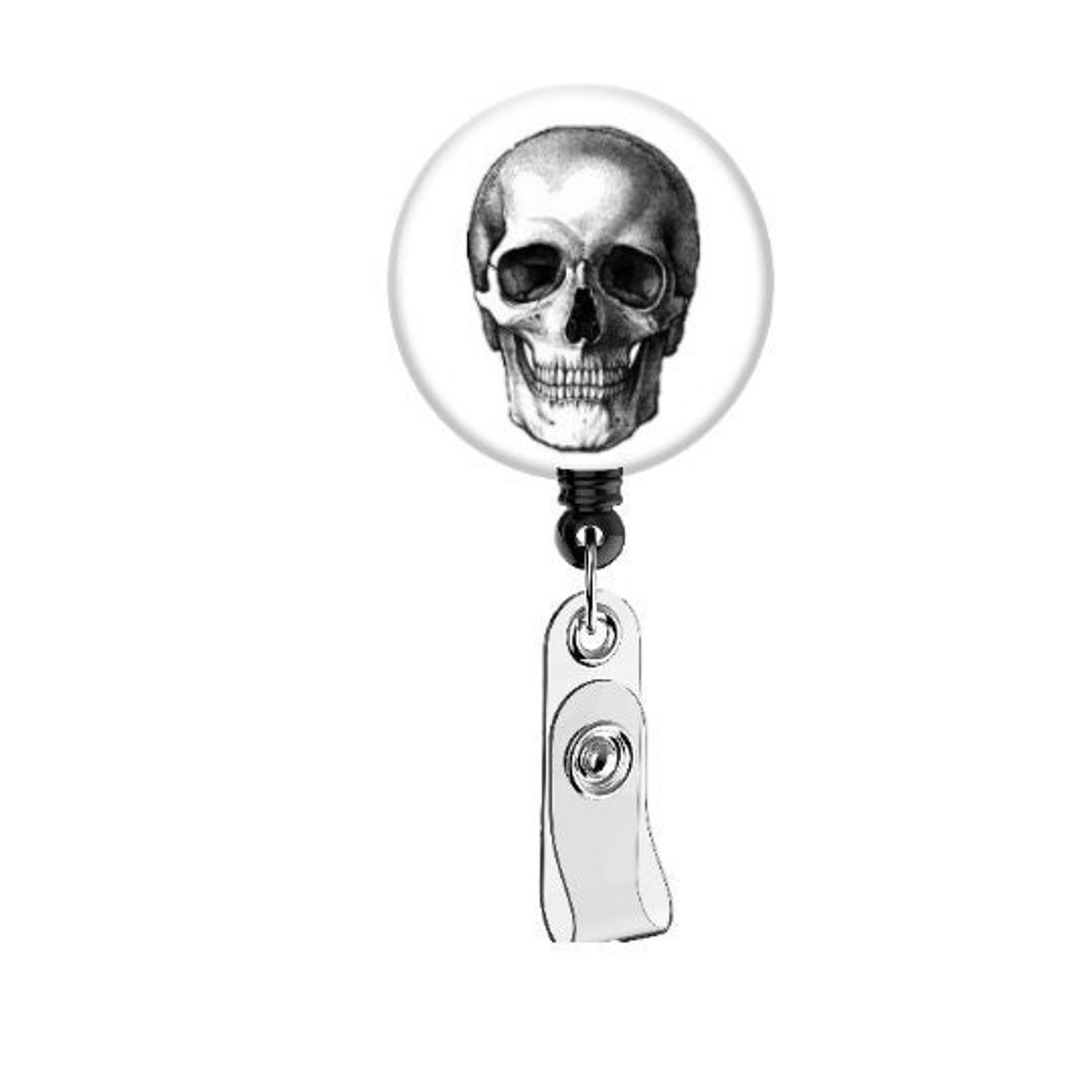 Vintage Skull, Badge Reel, Radiology CT Tech Id Reels, Human