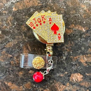 Bobine de badge de cartes de poker pour homme, lanière rétractable, porte-étiquette d'identification, cadeau unique, pièce d'art, pendentif en métal, jour de la semaine, mois, pari de jeu au Texas
