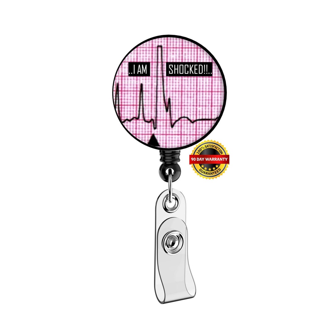 I Am Shocked Badge Reel,funny EKG Cute Cardiac Stethoscope Id Tag ...
