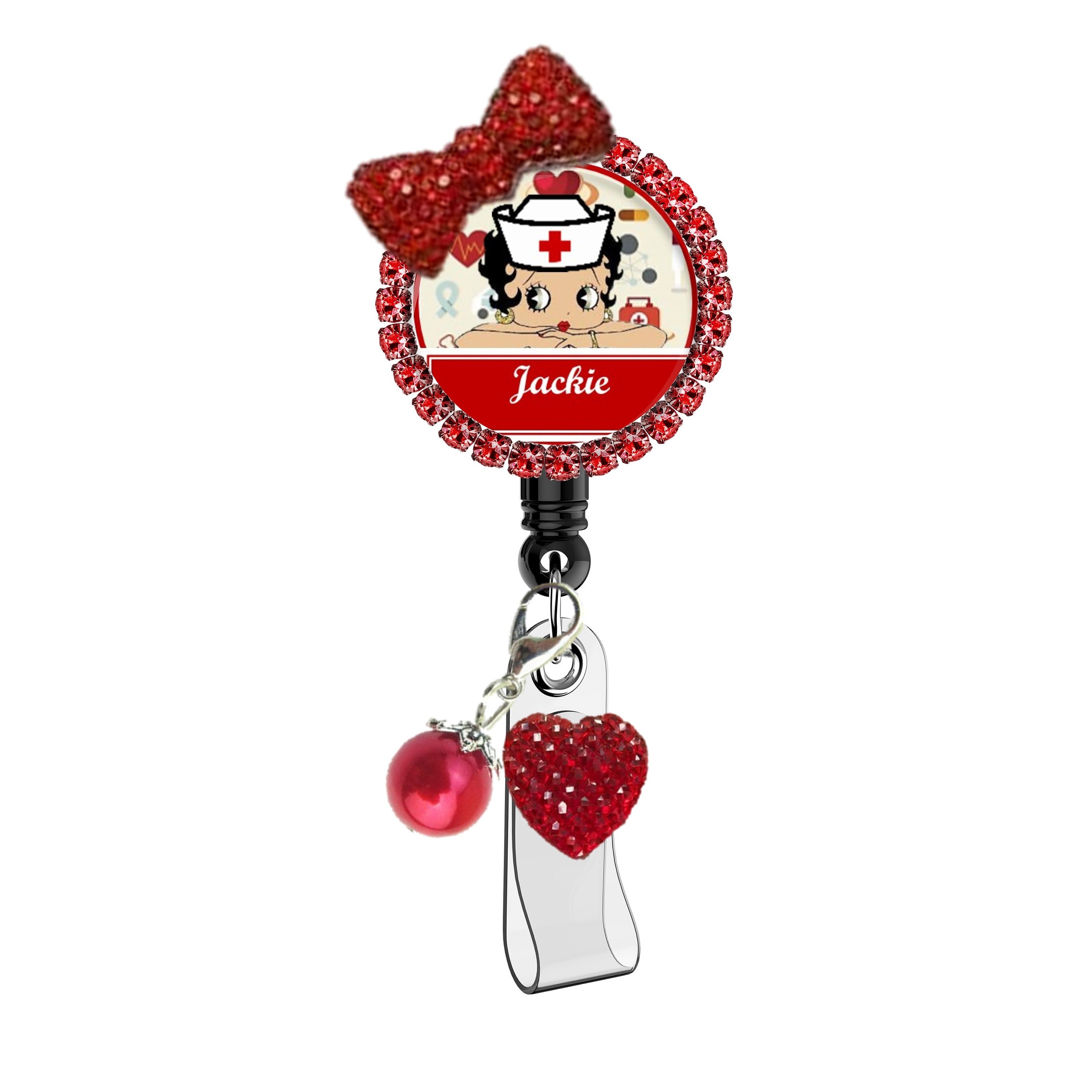 Betty Boop Badge Reel, Nursing Lanyard White Hat Stethoscope Id Tag  Rhinestones Magnetic Option Labor Delivery Emergency Department Staff -   Canada