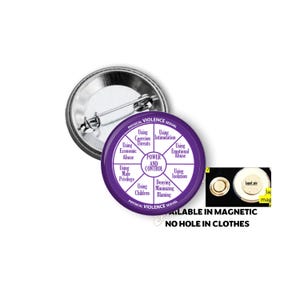 Power and control lapel pin, social worker ER nurse screening tool, Purple awareness ribbon, teen domestic violence,#METOO gump
