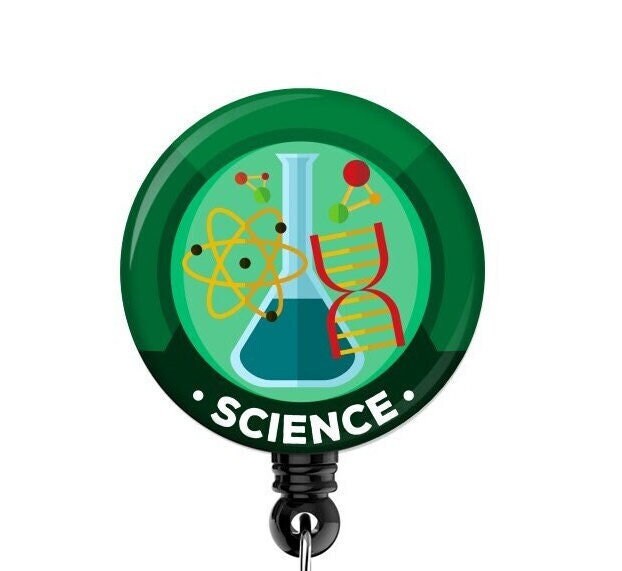 Science Badge Reel Genome Magnetic Back Option Retractable Lanyard  Genealogist Unique Gift Lab Access Key Holder Helix Image Test Tube 