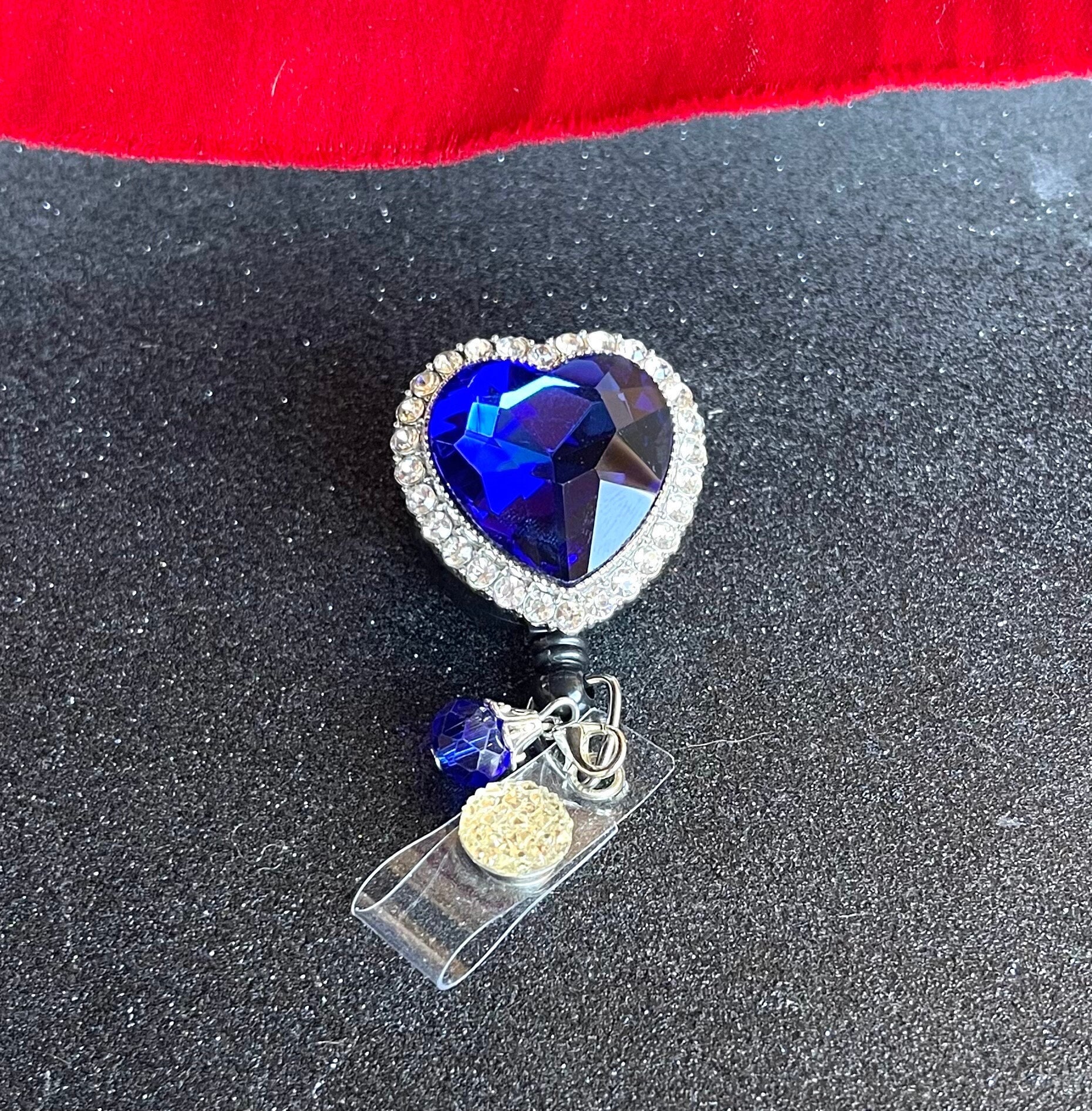RN Nurse Badge Reel Blue Titanic Heart Shaped Pendant Gift My