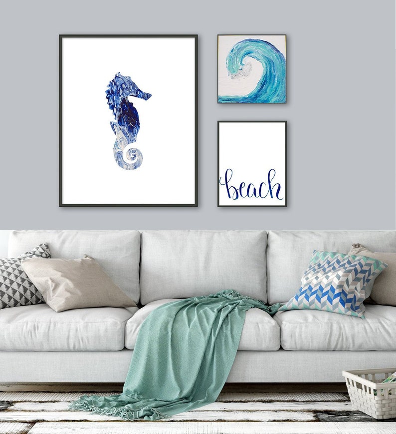 Beach Themed Gallery Wall Art Set Set of 3 Prints Beach Etsy