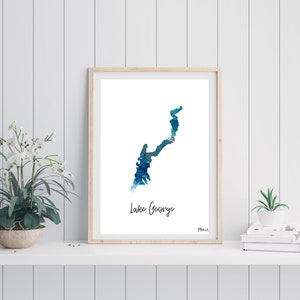Lake George Paper Print, Lake George Wall Art, Lake George Art Print, Map of Lake George, Lake House Decor, New York Print