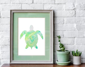 Sea Turtle Art Print, Sea Turtle Print, Sea Animals Art, Sea Turtle Poster, Ocean Animals, Sealife Wall Art Nautical Decor Beach House decor