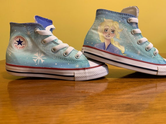Custom Made to Order Painted Converse Chuck Taylor All Star High Top Sneakers Princess Shoes Custom Painted Shoes