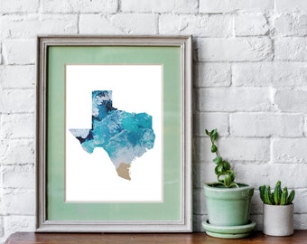 Texas wall art, Texas print, map of Texas, Print of Texas, State of Texas, Texas wall decor, Texas gifts, Texas art print, Lone star art