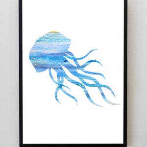Jellyfish Art Print, Jellyfish Print, Sea Animals Art, Jellyfish Poster, Ocean Animals, Sealife Wall Art, Nautical Decor, Beach House decor
