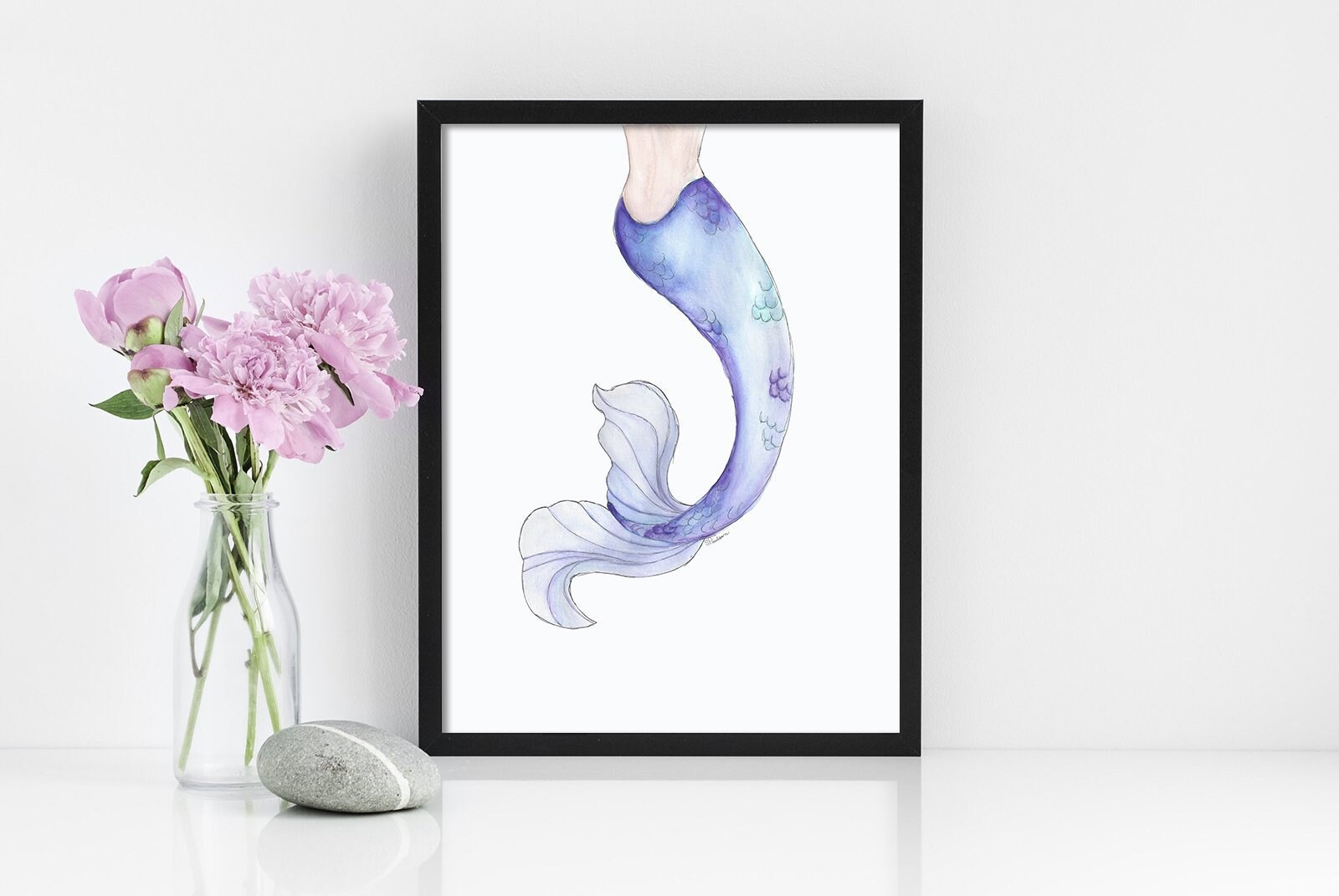 Mermaid Tail Watercolor Painting Art Print Mermaid Tail | Etsy