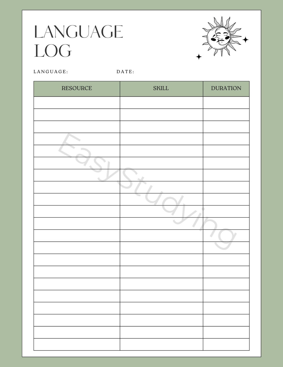 Aesthetic Language Learning Study Log for Tracking Progress - Etsy