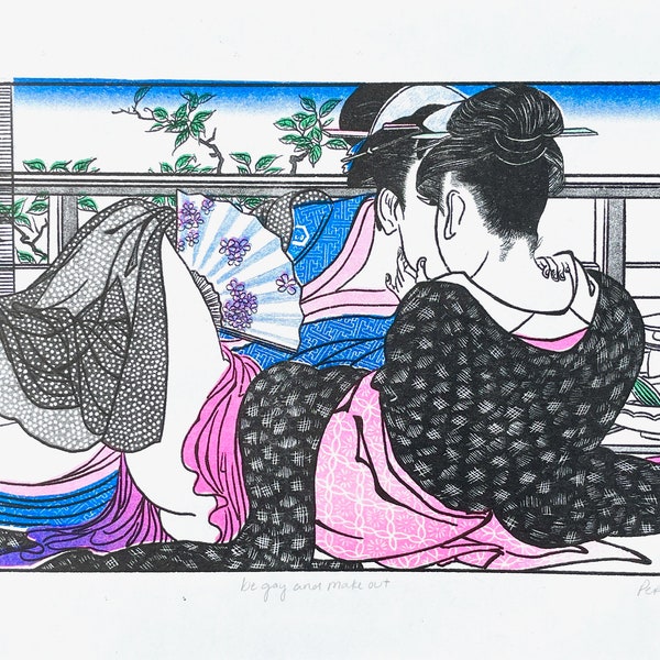 Queer Ukiyo-e Japanese Female Risograph Print