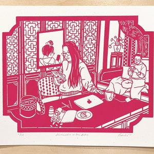 doomscrollin in the studio 8 x 10 screenprint