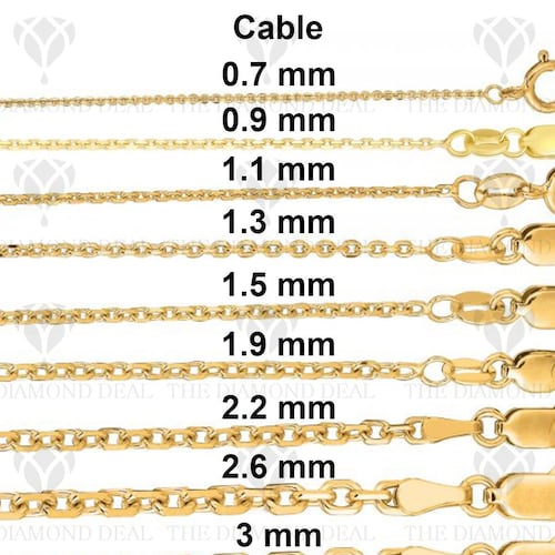 Solid 14K Yellow Gold Diamond Cut Oval Cable Link Chain - Etsy