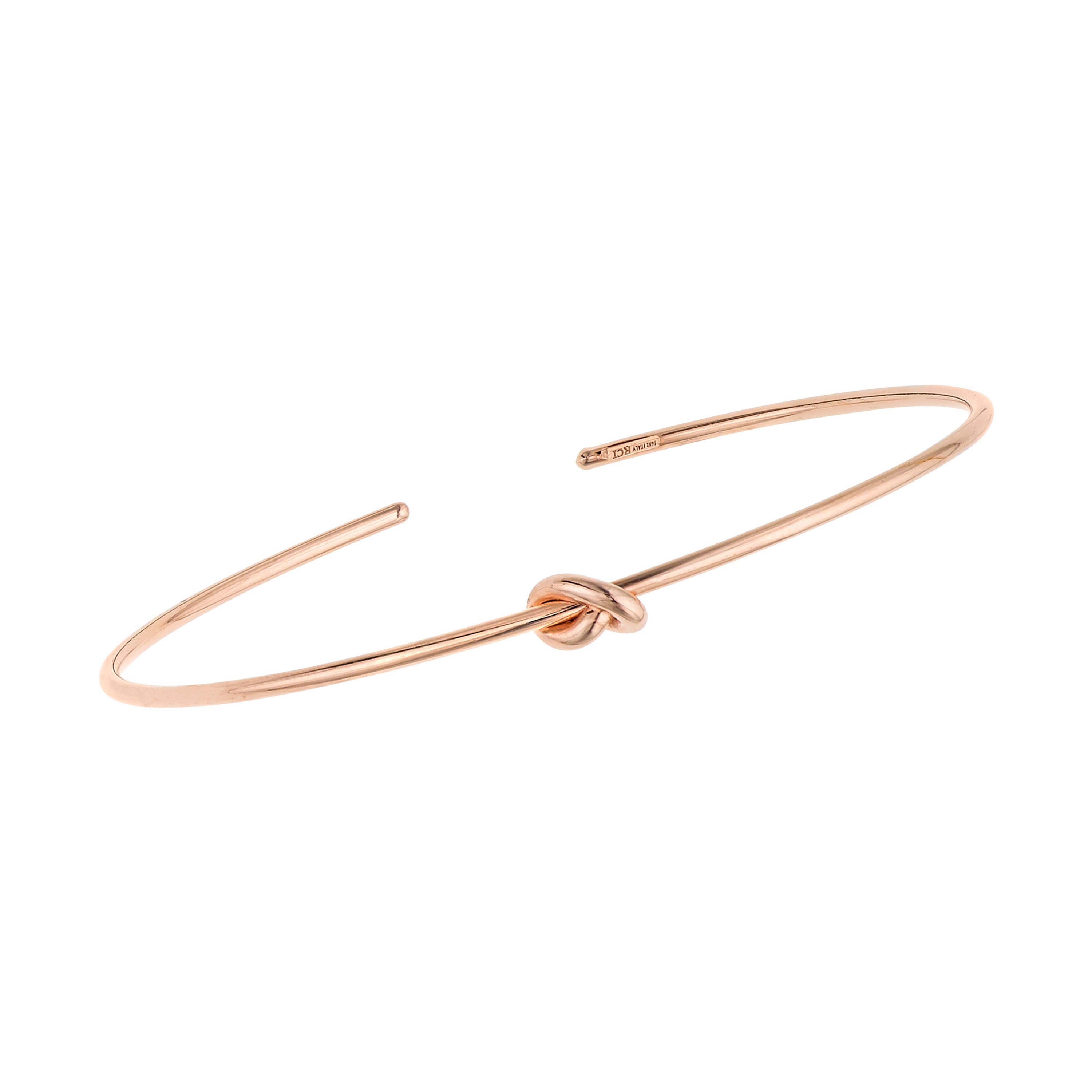 14kt Gold Rose Finish 5 5mm Polished Cuff Knot Bangle Etsy