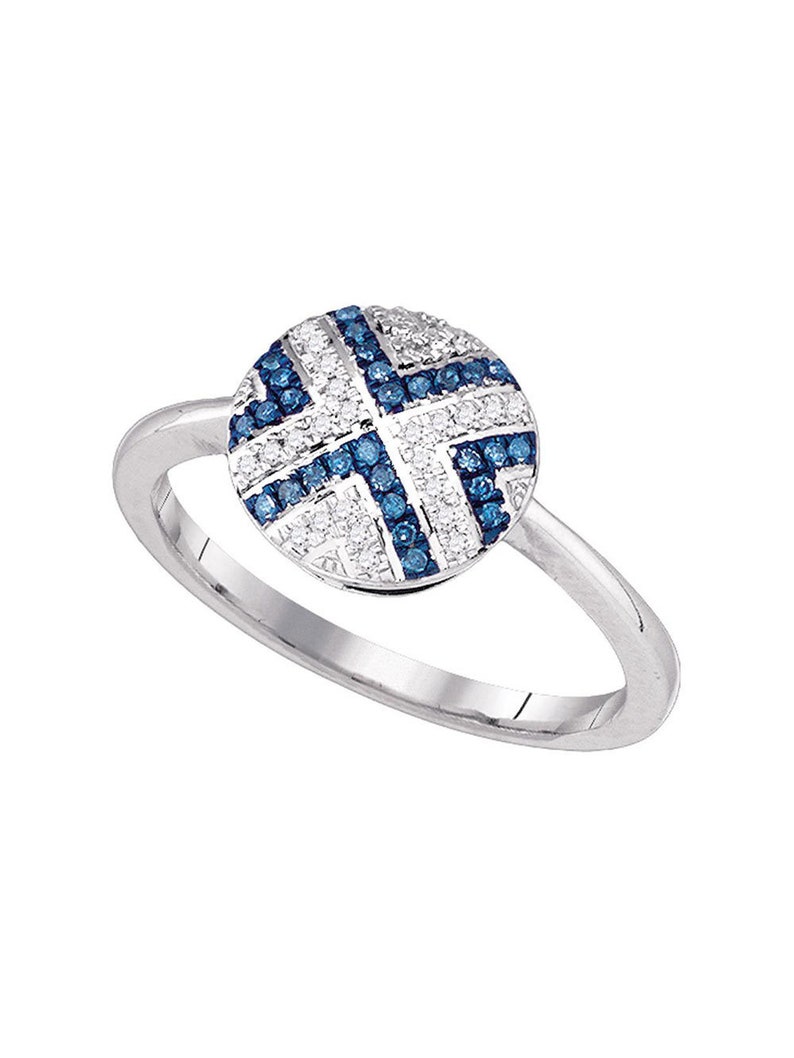 10kt White Gold Womens Round Blue Color Enhanced Diamond Cluster Ring 16 Cttw