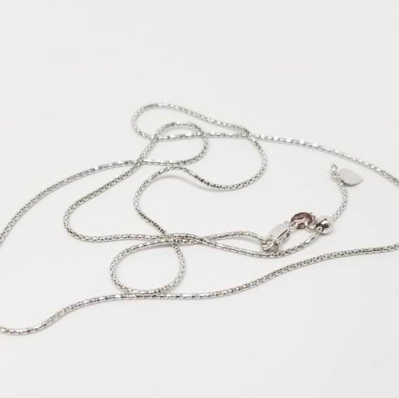 14K Solid White Gold Popcorn Chain 1.3mm Adjustable Necklace Etsy