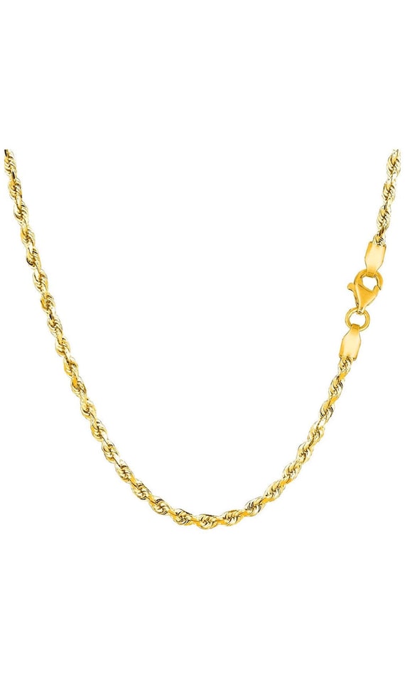 Size 9 10k 2.5mm Handmade Diamond-Cut Rope Chain Size 9 10k 2.5mm Handmade Diamond-Cut Rope Chain
