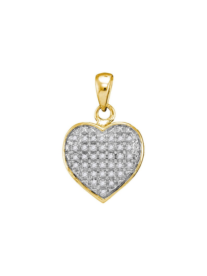 10kt Yellow Gold Womens Round Diamond Heart Cluster Pendant 110 Cttw