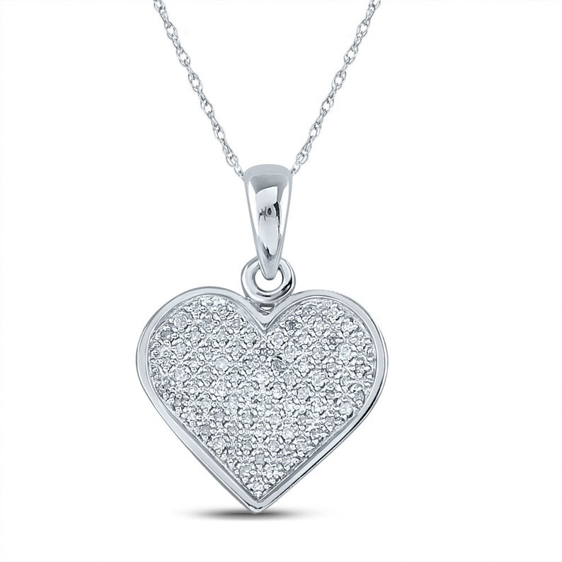 The Diamond Deal Sterling Silver Womens Round Diamond Heart Pendant 1/4 Cttw