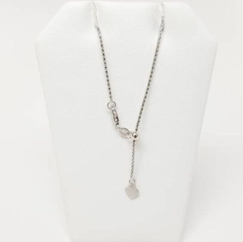 14K Solid White Gold Popcorn Chain 1.3mm Adjustable Necklace Etsy