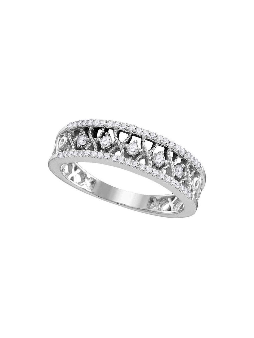 The Diamond Deal 10kt White Gold Womens Round Diamond Filigree - Etsy