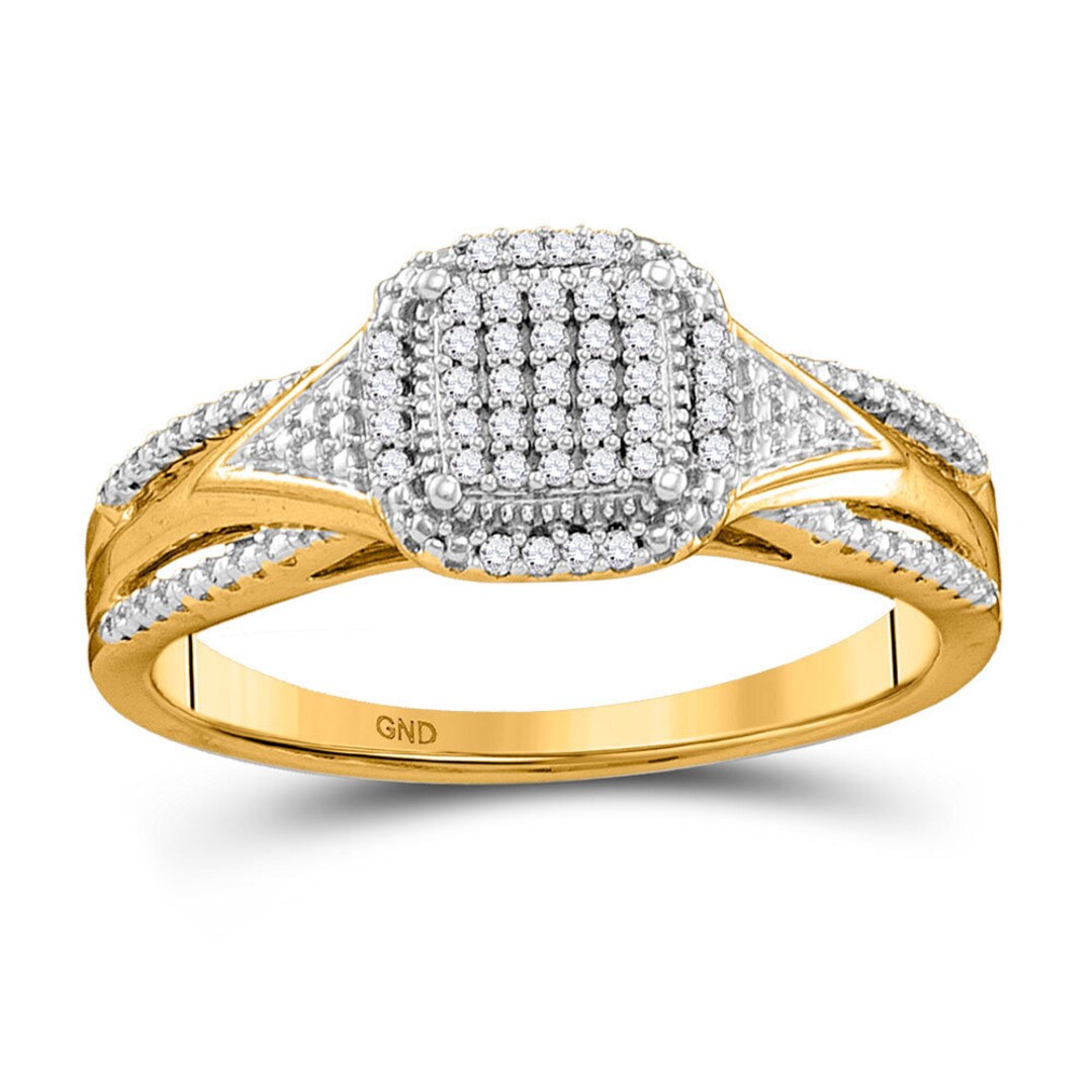 The Diamond Deal 10kt Yellow Gold Round Diamond Cluster Bridal - Etsy