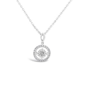 The Diamond Deal 18kt White Gold Womens Necklace Round Halo VS Diamond  Pendant 0.23 Cttw (16 in, 2 in ext.)