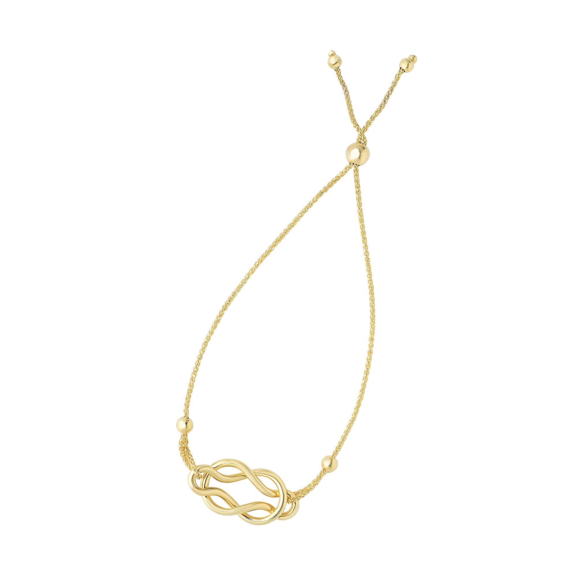 14K Yellow Gold 9.25" Heart Friendship ADJUSTABLE Bracelet Draw String Clasp 14K Yellow Gold 9.25" Heart Friendship ADJUSTABLE Bracelet Draw String Clasp