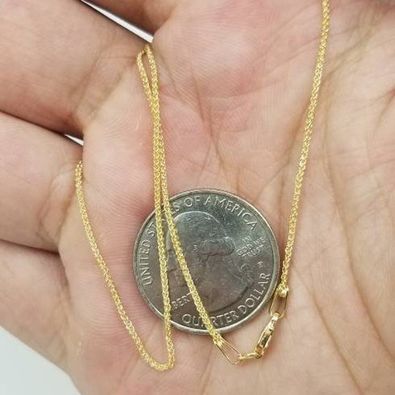 14k Yellow Gold Round Wheat Necklace Pendant Chain 22/" 1.5mm