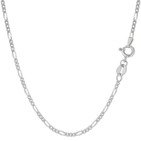 14k Solid White Gold Figaro Link Necklace Pendant Chain 16/" 18/" 20/" 24/" 1.9mm