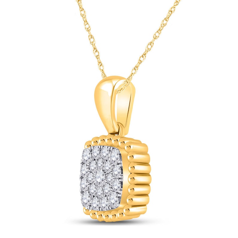 10kt Yellow Gold Womens Round Diamond Square Pendant 16 Cttw